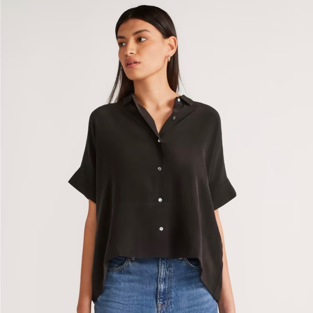 Everlane Silk Short-Sleeve Square Shirt